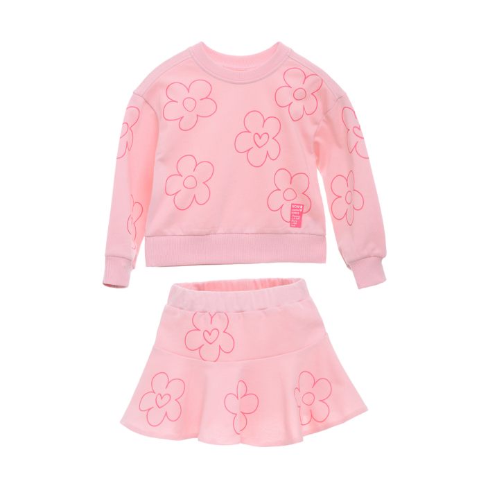 Sweat+Jupe -3/8 Fleurs 